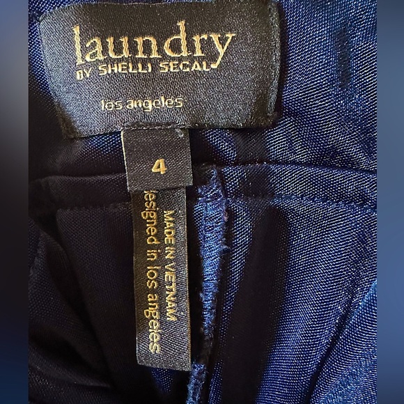 [ LAUNDRY by SHELLI SEGAL ] Deep Blue Crossed Back Ruched Midi Dress : Sz 4 - Picture 4 of 4